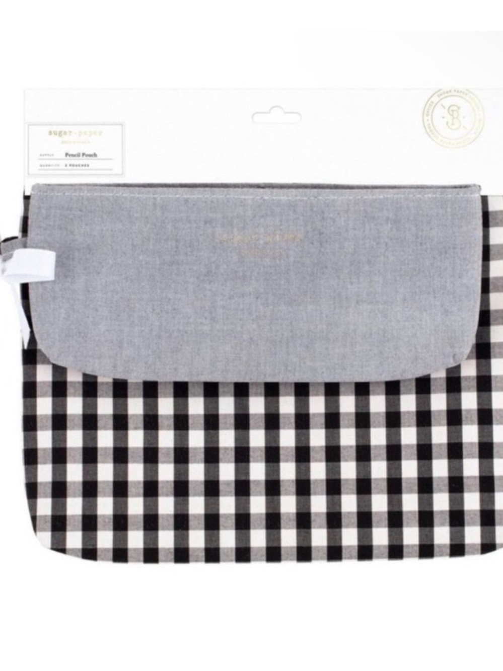 Sugar Paper Gray & Black Gingham Pencil Pouch